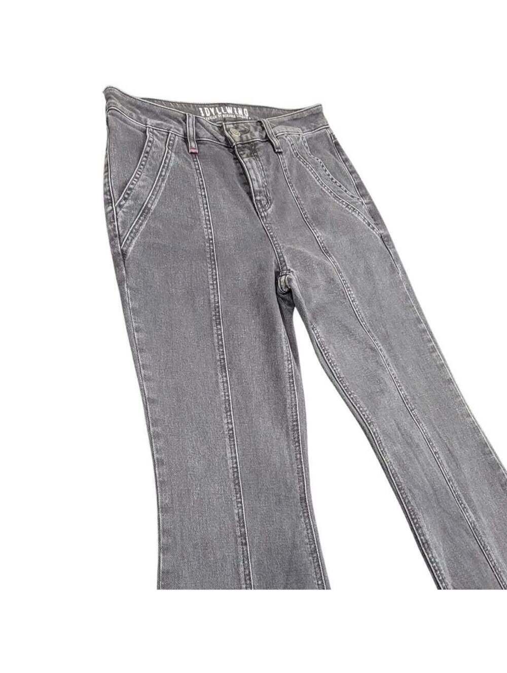 Idyllwind Miranda Lambert Size 6 Gray Wide Flare Bootcut Jeans High Rise Pintuck - Picture 3 of 10